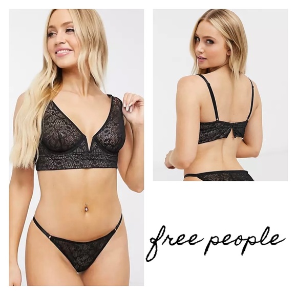 Free People Tameeka Underwire Sheer Lace Bra - NWT - Black - $48 retail - Picture 9 of 9